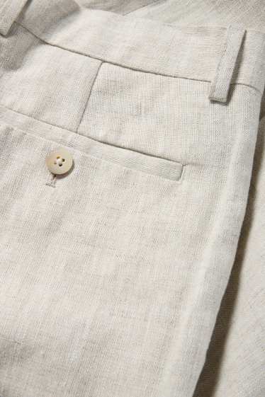 Hombre - Pantalón de vestir - regular fit - mezcla de lino - beige claro