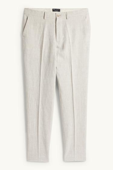 Hombre - Pantalón de vestir - regular fit - mezcla de lino - beige claro