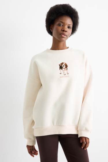 Femei - Bluză de molton supradimensionată - alb-crem