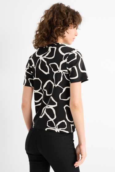 Women - T-shirt - regular fit - floral - black / white