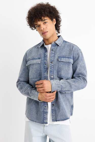 Bărbați - Cămașă din denim - relaxed fit - guler Kent - denim-albastru
