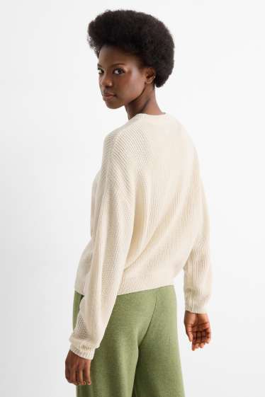 Damen - Pullover - gerippt - hellbeige