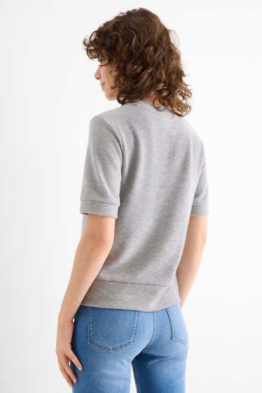 Donna - T-shirt - regular fit - a coste - grigio chiaro