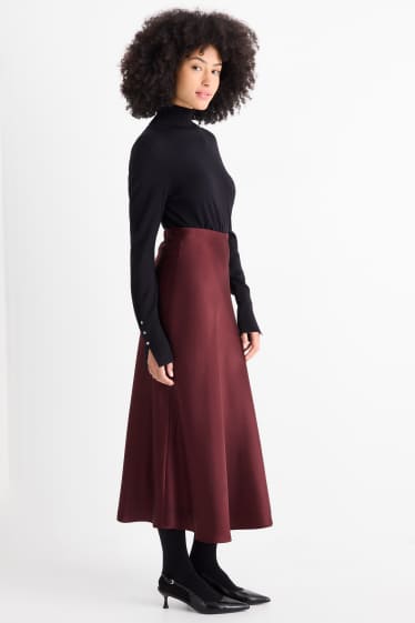 Dames - Rok van satijn - bordeaux