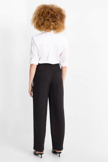 Femei - Pantaloni de stofă - talie medie - wide leg - negru