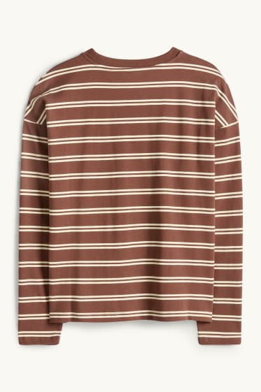 Femmes - Haut à manches longues - Oversize - à rayures - marron / beige