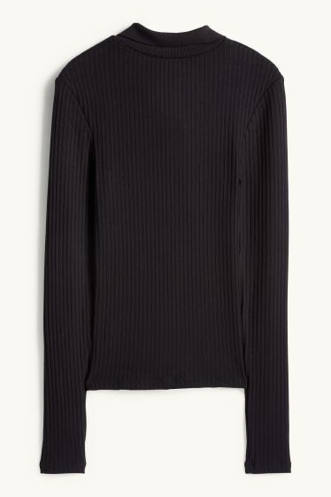 Dona - Polo - slim fit - acanalat - negre