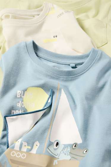 Children Boys - Multipack of 3 - seagull and sailing boat - short sleeve T-shirt - light blue