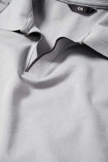 Heren - Poloshirt met lange mouwen - regular fit - grijs