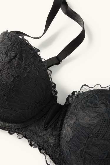 Damen - BH mit Bügel - BALCONETTE - wattiert - schwarz