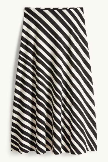 Damen - Rock - gestreift - schwarz / beige