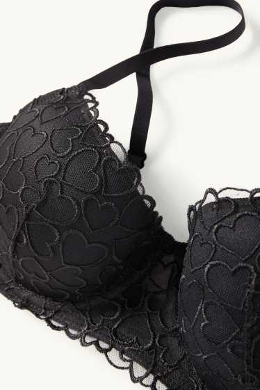 Femmes - Soutien-gorge avec armatures - DEMI - ampliforme - noir