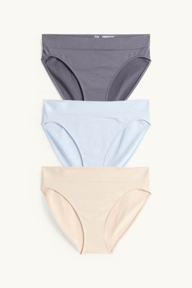 Dámské - Multipack 3 ks - kalhotky - bezešvé - světle modrá