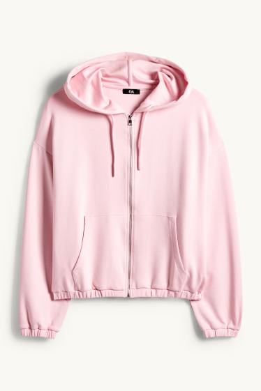 Damen - Sweatjacke mit Kapuze - rosa