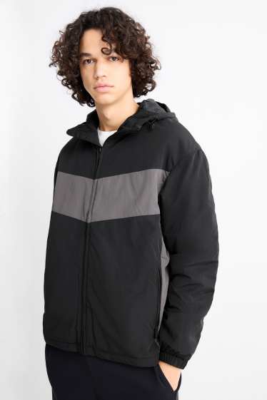 Heren - Jas met capuchon - gevoerd - waterafstotend - zwart