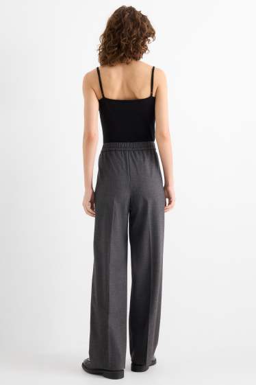 Damen - Stoffhose - Mid Waist - Wide Leg - dunkelgrau