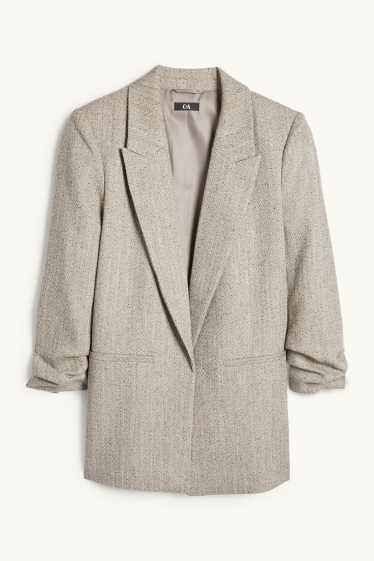Femei - Blazer lung - regular fit - cu model - structurat - taupe