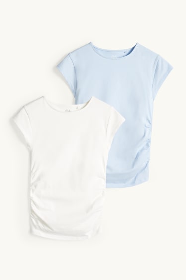 Kinder Mädchen - Multipack 2er - Kurzarmshirt - weiß / hellblau