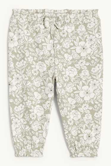 Baby Mädchen - Blümchen - Baby-Outfit - 2 teilig - grün / cremeweiß