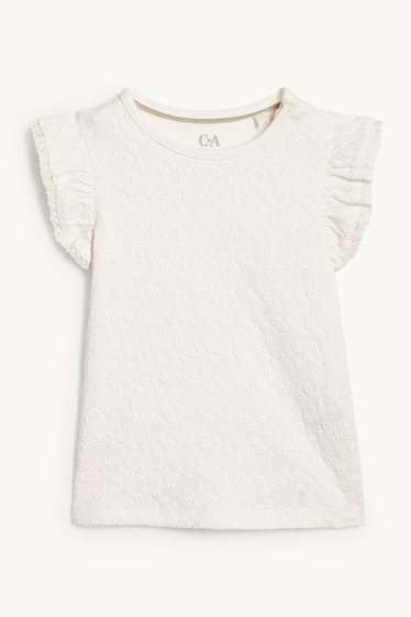 Baby Mädchen - Blümchen - Baby-Outfit - 2 teilig - grün / cremeweiß