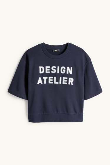 Dames - Sweatshirt - glanseffect - donkerblauw