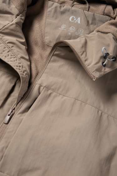 Heren - Jas met capuchon - waterafstotend - lichtbruin