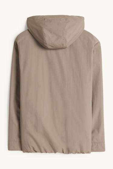 Heren - Jas met capuchon - waterafstotend - lichtbruin