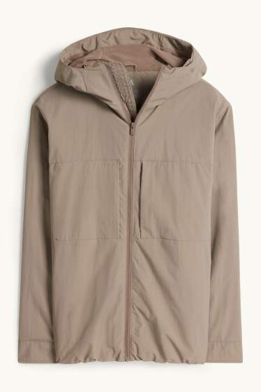 Heren - Jas met capuchon - waterafstotend - lichtbruin