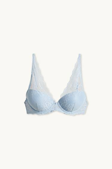 Femmes - Soutien-gorge à armature - PLUNGE - ampliforme - bleu clair