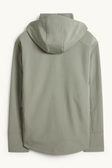 Heren - Softshelljas met capuchon - waterafstotend - groen