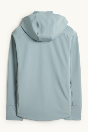 Heren - Softshelljas met capuchon - waterafstotend - lichtblauw