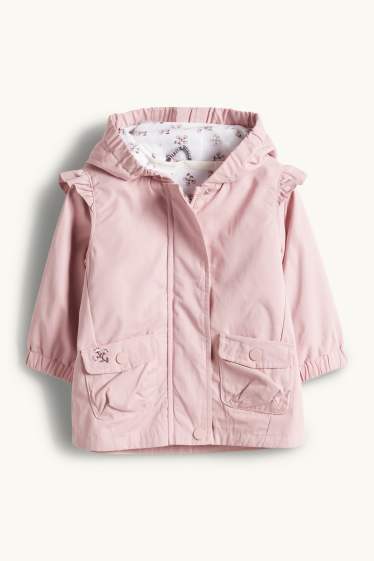 Bébés filles - Petites fleurs - veste bébé 2-en-1 à capuche - blanc / rose