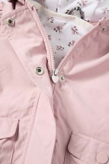 Bébés filles - Petites fleurs - veste bébé 2-en-1 à capuche - blanc / rose