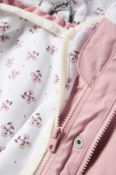 Bébés filles - Petites fleurs - veste bébé 2-en-1 à capuche - blanc / rose
