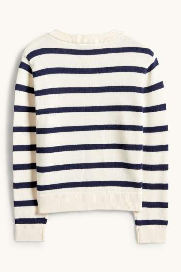 Enfants filles - Gilet en maille - à rayures - bleu foncé / blanc crème