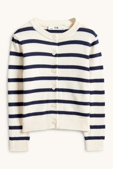 Enfants filles - Gilet en maille - à rayures - bleu foncé / blanc crème