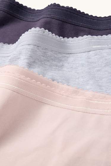 Donna - Confezione da 3 - slip - nero / rosa