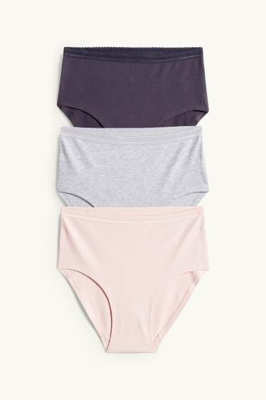 Donna - Confezione da 3 - slip - nero / rosa