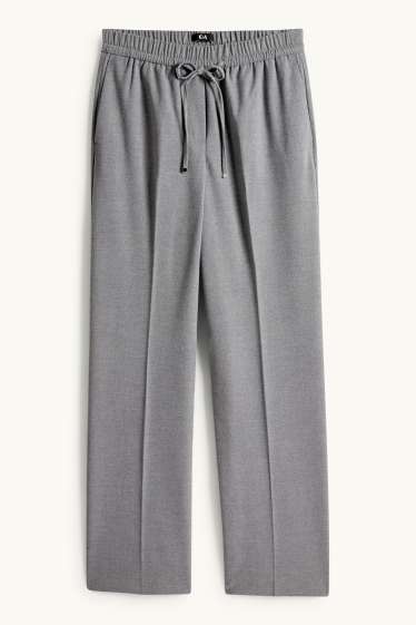 Damen - Stoffhose - Mid Waist - Wide Leg - grau