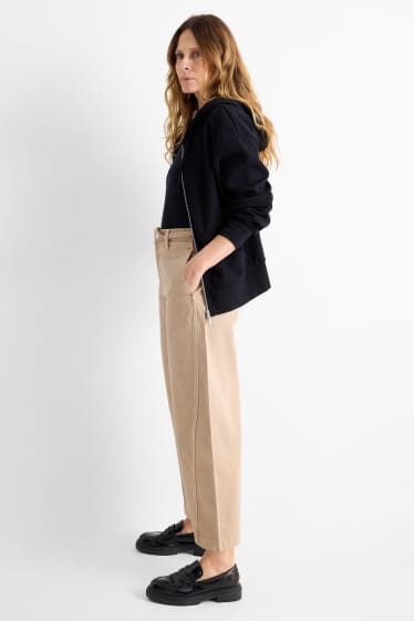 Dames - Pantalon - high waist - barrel leg - lichtbruin