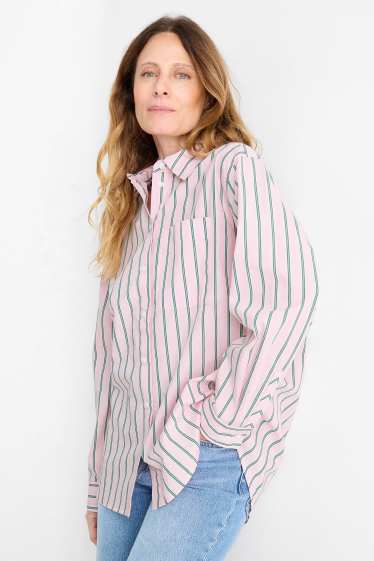 Donna - Blusa - a righe - verde / rosa