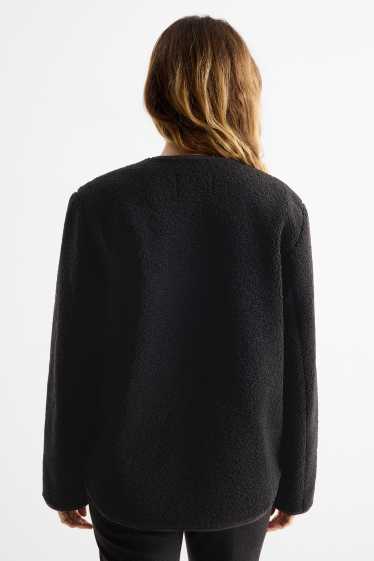 Donna - Giacca effetto peluche - nero