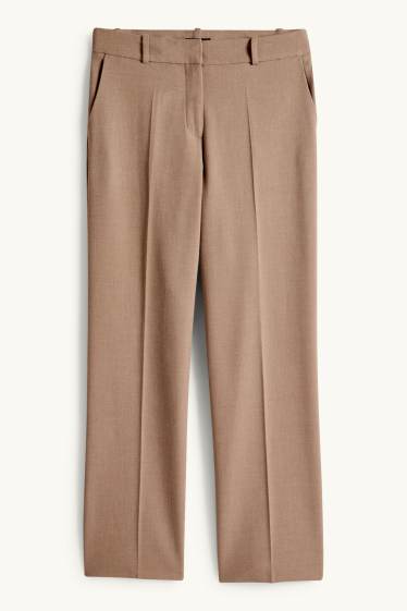 Femei - Pantaloni office - talie medie - wide leg - taupe