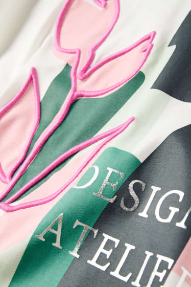 Damen - T-Shirt - Regular Fit - Glanz-Effekt - weiss