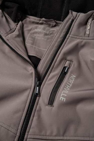 Kinder Buben - Softshelljacke mit Kapuze - wasserdicht - dunkelgrau