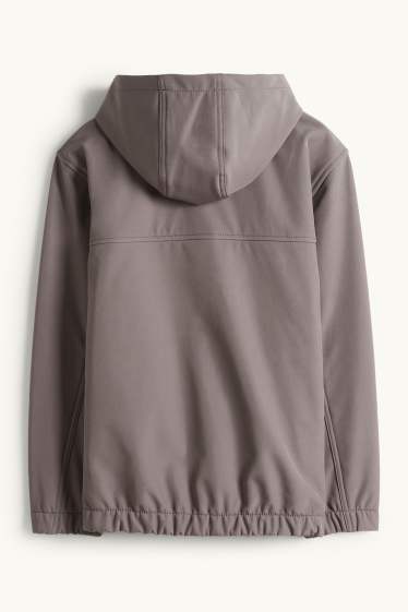 Kinder Buben - Softshelljacke mit Kapuze - wasserdicht - dunkelgrau