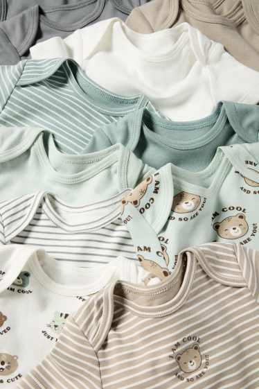 Unisexe - Lot de 10 - ourson, tigre et léopard - bodys bébé - vert menthe