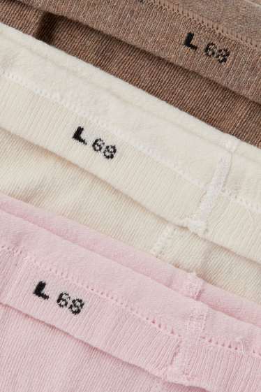 Bébés filles - Lot de 3 paires - collants bébé - finition côtelée - marron / rose