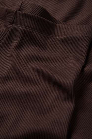 Femmes - Pantalon de jogging - finition côtelée - marron foncé