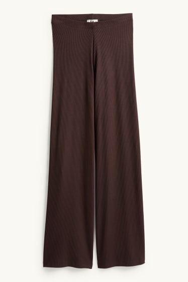 Femmes - Pantalon de jogging - finition côtelée - marron foncé